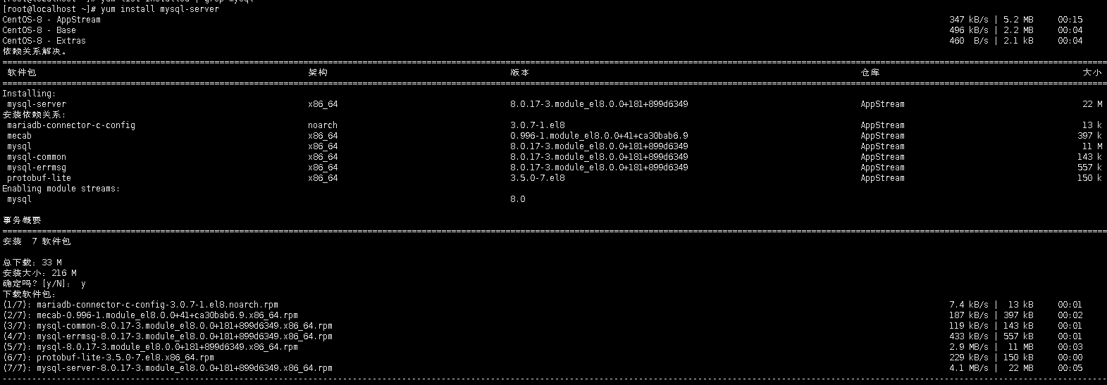 Centos8  Linux在线安装mysql-server-8