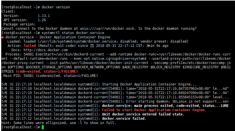 docker安装完启动失败(code=exited, status=1/FAILURE)错误解决办法